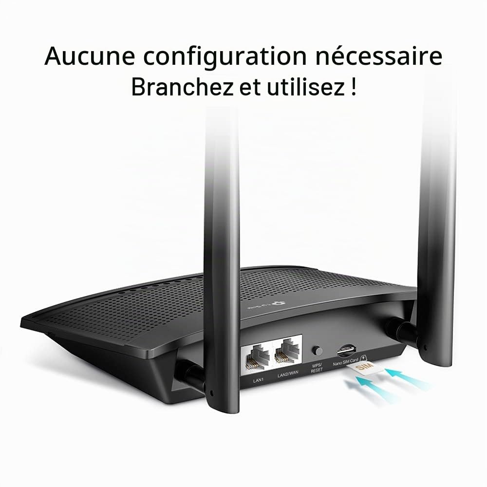 TP-Link TL-MR100 Routeur sans Fil N 4G LTE 300 Mbps, Prend en Charge jusqu'à 32 appareils, routeur 4G avec Fente SIM, Mode WiFi, contrôle Parental, réseau invité, cryptage pour réseau sécurisé