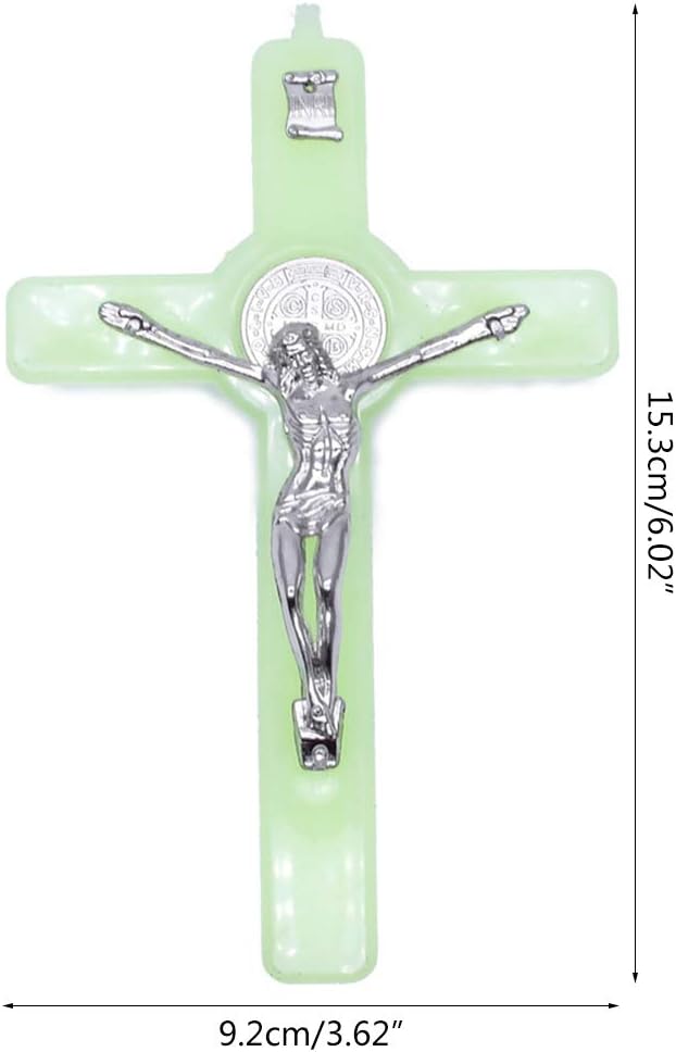 Guaber Christ Jesus Crucifix Cross Glow in The Dark Luminous Ornament Religious Wall Art Gift