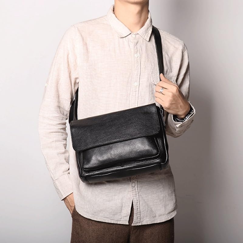 Men's Black Business Shoulder Bag Casual Crossbody Leather