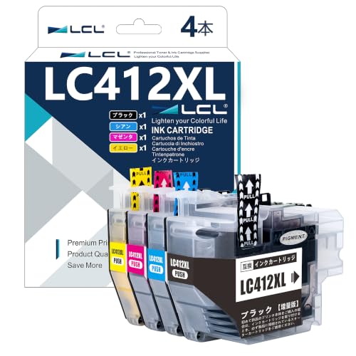 Amazon.co.jp: LCL Brother用 LC412 LC412XL 顔料 大容量 (4色セット