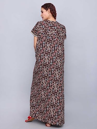 Image of Evolove Women's Cotton Long Maxi Night Gown Nighty Dress with Pocket, Super Soft Comfortable (LNG-Cotton-2)