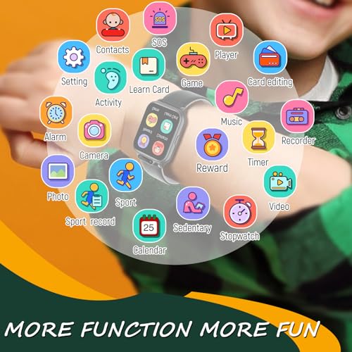 Image of Smart Watch for Kids, 1.85 inch Fitness Tracker with Heart Rate, Sleep Monitor, IP68 Waterproof Smartwatches with Video Camera Music Player, Pedometer, Game, SOS Button, NO APP /Phone, Gift for Boys Girls.