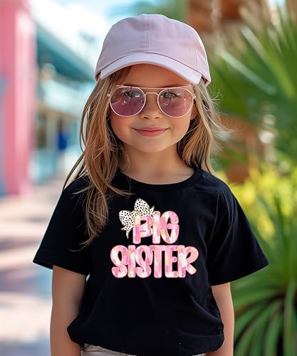 Olive Loves Apple Big Sister Bow Shirt for Infant Toddler and Youth Girls Trendy New Sister Graphic Tee3