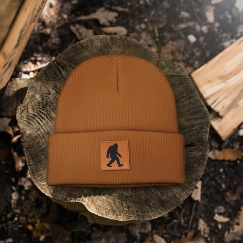 Image of Bigfoot Beanie for Men - Sasquatch Hat Winter Knit Cuffed Beanie for Women - Bigfoot Gifts for Christmas & New Year
