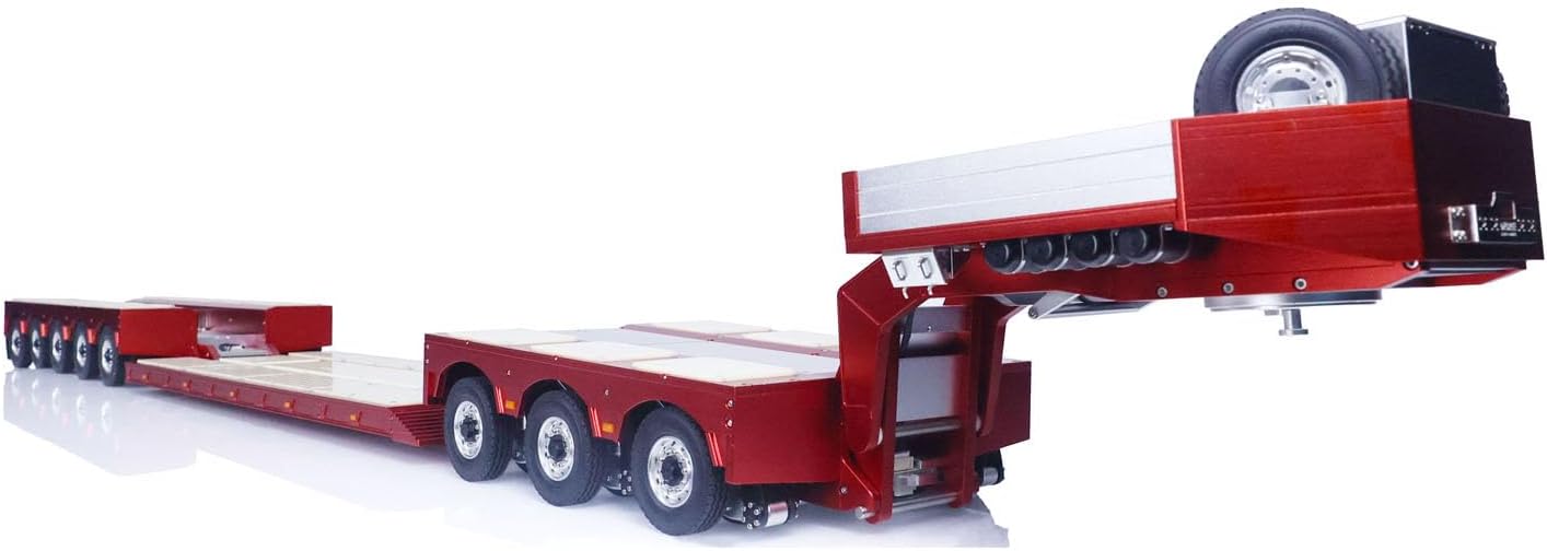 Metal LESU 1/14 Trailer Hydraulic Lifting Tailboard for RC Tractor (red-Long)