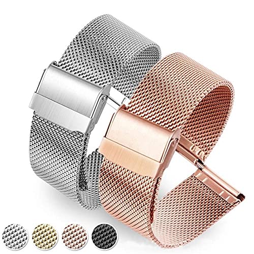 Correa de reloj de repuesto resistente en color negro y oro rosa 20mm 6