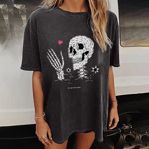 Image of Summer Y2k Tops for Womens, Casual Vintage Short Sleeve T-Shirt, Girls Oversize Loose Round Neck Elastic Tee