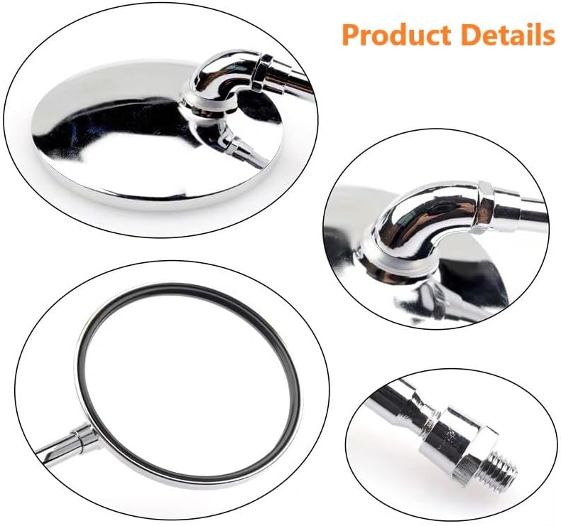Motorcycle Rear View Mirror Set, 8mm x 1.25mm Single Cylinder, Vintage Style, Compatible with Honda Z50 ST50 CH50 ST70 CH70 CL70 CT90 S90 CB100 CB125 CL100