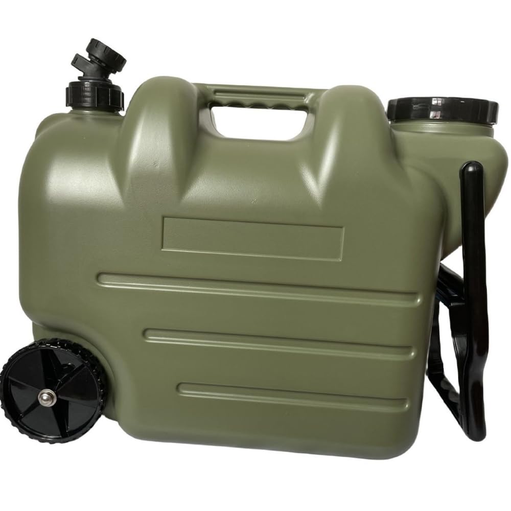 Pongnas 28L Wheeled Camping Water Container Portable Water Container with Replaceable Spigot for Outdoor Activities Camping Hiking Picnics (Green)