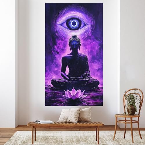 Décoration intérieure zen violette cadeau méditation 70x110