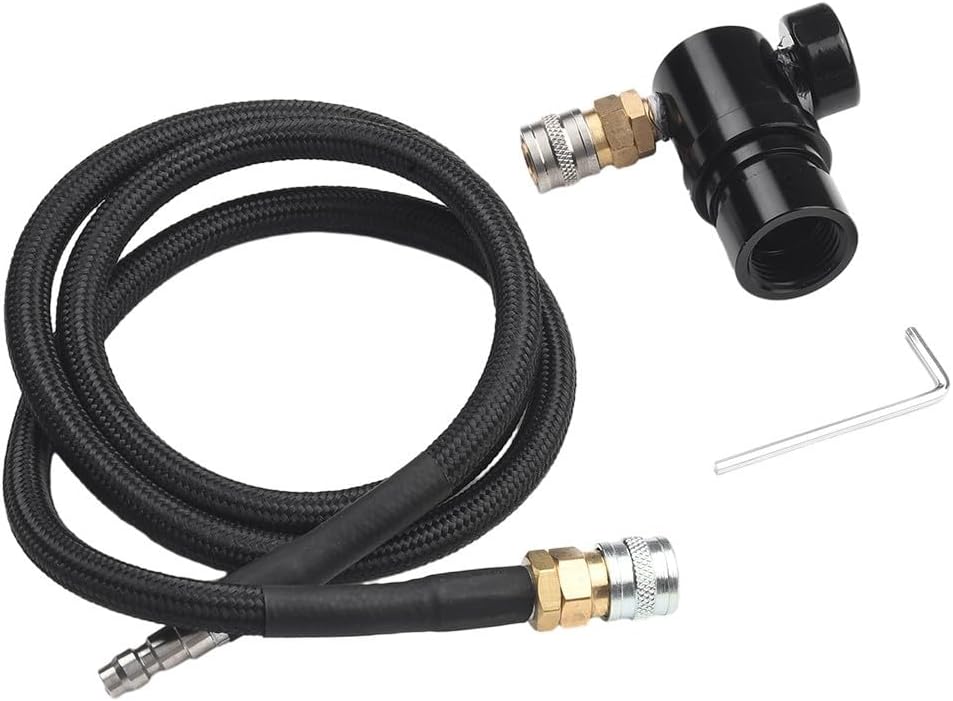 For Paint-ball HPA For MR For GEN2 Pressure Regulator For Foster Quick Connect Coupler Remote Line Hose Adjustable Output 40-150 PSI For Standard SLP Tanks(2# Regulator with black hose)