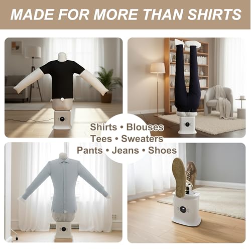 Automatic Ironing Machine 3.0, 3-in-1 Air & Steam Garment Dryer and Iron for Shirts, Pants, Dresses and More, Hands-Free Garment Care with Adjustable Time & Temperature, 1250W Fast Drying System