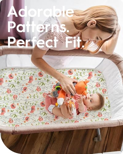 Image of Graco Pack and Play Sheets Fitted, TotBasic Ultra Soft Mini Crib Sheets Boy, Neutral Pack N Play Mattress Sheets Hypoallergenic and Soothing, Premium Jersey Playrad Sheets, 2 Pack