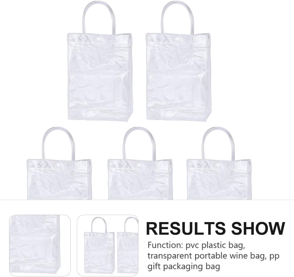 KALLORY 36 Pcs Clear Wine Storage Bag, Pvc Tote Packing Pouch, Practical Transparent Present Wrapping Bag for Events And Parties