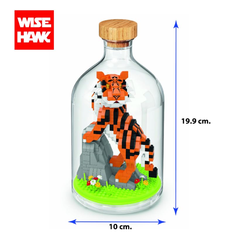 WiseHawk Kit of miniature blocks to assemble insects and small animals. Includes methacrylate bottle to protect the construction. Tiger - Image 2