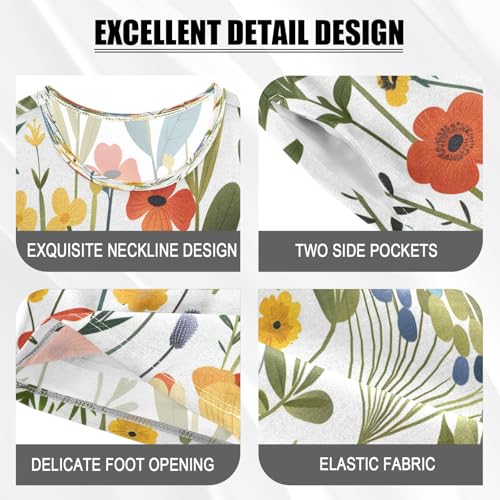 senya Short Sleeve Pajamas Sets Summer Cotton Sleepwear Red Yellow Leaves Flower4