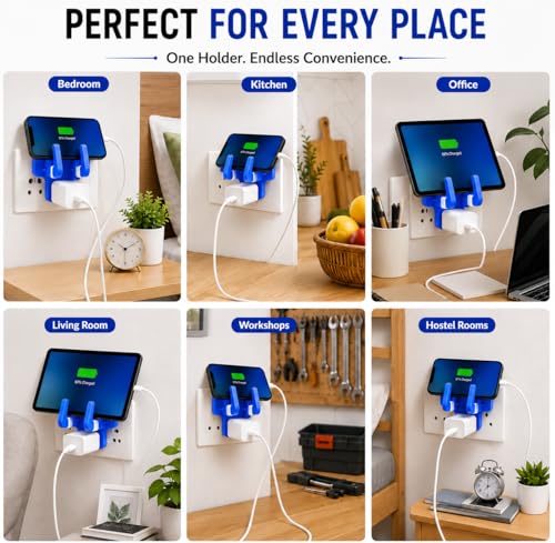 Image of Leo Universal Mobile Holder & Wall Socket Charging Stand | Anti-Slip ABS Mobile Stand for Smartphones & Tablets | Portable Multi Phone Holder for Home, Office & Travel