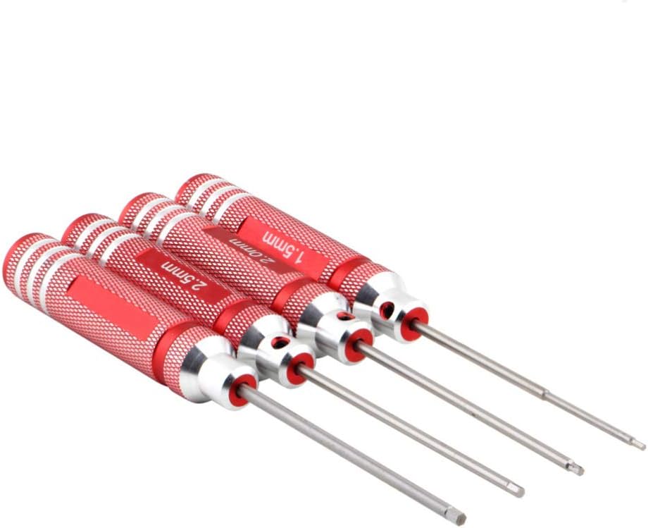 Baluue 4pcs Titanium Hexagon Screwdriver Wrench Tool Metal Hexagonal Screw Driver Kit for RC Helicopter 1.5mm 2.0mm 2.5mm 3.0mm