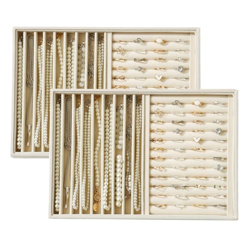 Image of Large Velvet Jewelry Tray Display Drawer Inserts 2 Pack