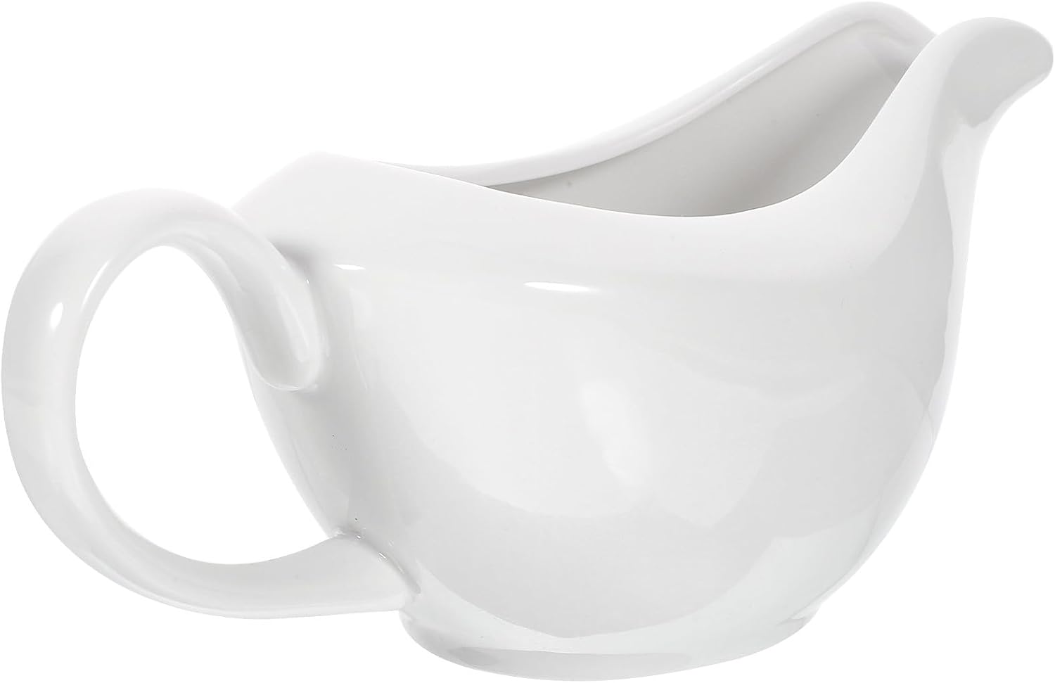 Ceramic Gravy Boat with Gold Rim 400Ml Milk Sauce Dispenser Condiment Cup for Dining Table Serveware