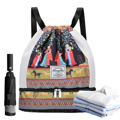 Samuliy Bolsa de deporte, bolsa de playa separada en seco y húmedo con compartimento para zapatos, bolsa de equipo, mochila impermeable para natación, gimnasio, yoga, deporte, Estilo 3, Refer to