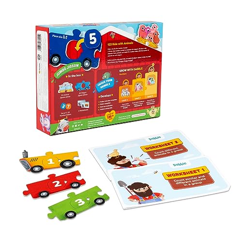 Image of Farmyard Math Magic! 123 Ride with Animals: Three-way Puzzle Magic! Count & Identify Numbers by Assembling Wagons, Loading Animals & more | Puzzles for Learners | Birthday Gifts for Kids By LoveDabble