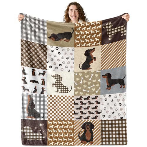 Ciuyxof Dachshund Gifts for Women Cute Weiner Dog Blanket 60X 50 Funny Christmas Decor Cozy Fleece Throw Blanket for Kids (50 x 60 Inch Dachshund)