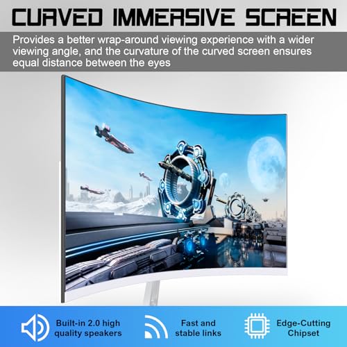 Image of All-in-One Desktop Computer PC, 24 inch FHD Curved Display Monitor I3-8100T Quad-Core Processor 16GB RAM 512GB SSD Desktop, WiFi Bluetooth Keyboard & Mouse for Home Business Office Gaming