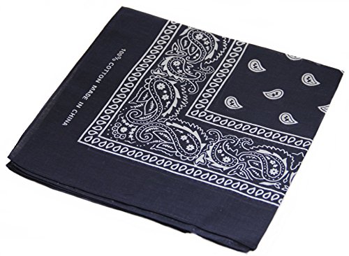 Soophen Paisley One Dozen Cowboy Bandanas (Navy Blue 22 X 22 in, 12-Pack)