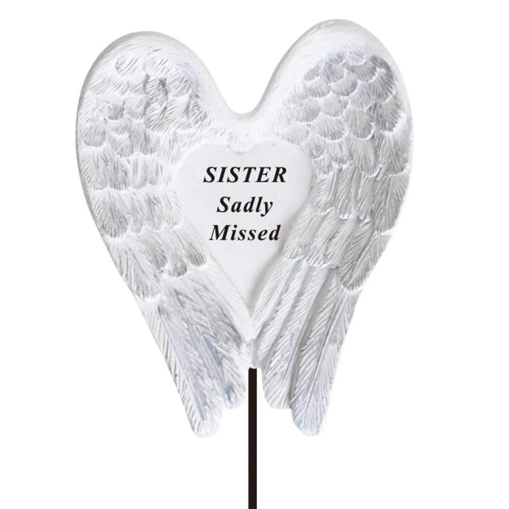 Angraves Sadly Missed Sister Angel Wings Memorial Tribute Stick Graveside Plaque
