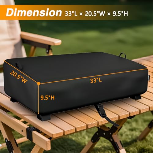 Image of EVRBUL Table Top Grill Cover Compatible with Royal Gourmet PD1305H 3-in-1 Grill Griddle Combo, Waterproof Heavy Duty 600D Portable Griddle Cover 33 inchLx20.5 inchWx9.5 inchH, Windproof Tabletop BBQ Grill Cover