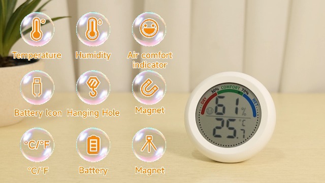 Image of Digital Room Thermometer Hygrometer Indoor-Humidity Meter Monitor with Accurate Temperature Humidity Sensor Comfort Indicator ℃ /℉ Switch for Wall Baby Home Greenhouse Cellar Garage Nest Reptile