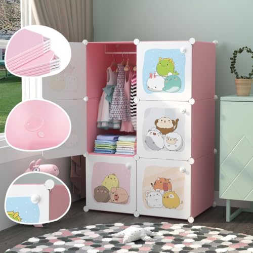 Image of 6 Door Plastic Wardrobe for Kids - Cupboard for Clothes Storage Rack, Almirah for Clothes, Baby Collapsible Wardrobe, Multi-Purpose Kids Storage Organizer for Books,Toy