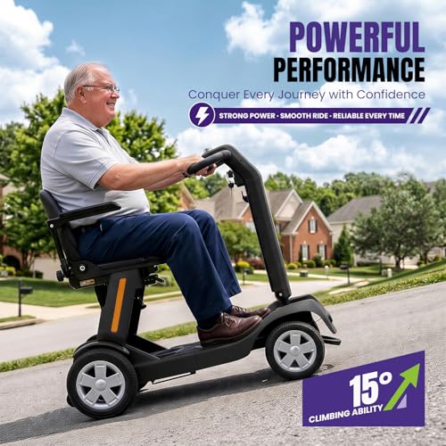Image of SKRT Mobility Scooters for Seniors, 15 Miles Electric Powered Mobility Scooter 300lbs Capacity, Integrated Foldable Mobility Scooter, Handicap Scooters for Adults, Elderly, for Travel (Black)