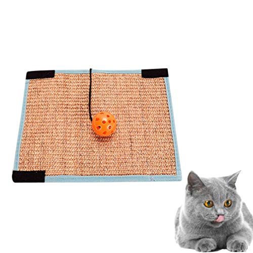 STOBOK Tapete arranhador de gato com bola de sino, garra de gato, tapete de sisal pequeno, tapete de