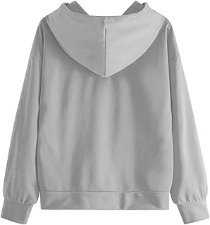 Splrit-MAN Womens Autumn Round Neck Long Sleeve Tops Women's Classic Loose Oversized Basic Sweatshirt with Hood Womens Casual Comfortable Warm Jumper with Pockets Baggy Thermal Pullover