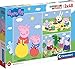 Coffret 3 Puzzles de 48 Pieces la Famille de Peppa Pig Pique Nique - Joue avec Ses Amis dans Le Sable - Puzzle Enfant Peppa Le Cochon