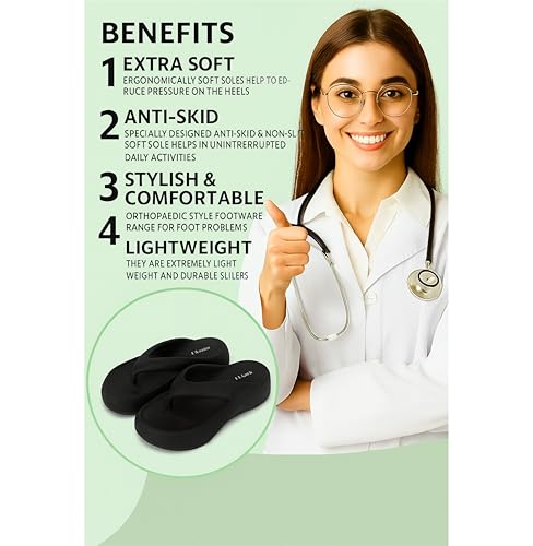 Image of ORTHO JOY Orthopedic Slippers for Women | Comfortable EVA Flip-Flops with Arch & Heel Support | Anti-Skid Lightweight Slides for Foot Pain Relief - Ideal for Indoor & Outdoor Use