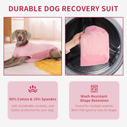 Image of Dog Surgery Recovery Suit,Dog Recovery Suit After Surgery for Female Spay Male Neuter,Soft Anti Licking Recovery Suit for Dogs,Dog Onesie for Abdominal Wounds,Pink,S
