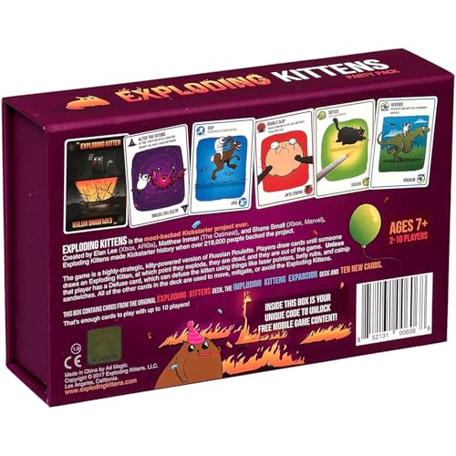 Image of Family Card & Board Games for Adults and Kids, Fun Strategy & Party for All Ages, Multi-Players, Perfect for Game Nights, Travel & Home Entertainment (Exploding Kittens Party Pack)