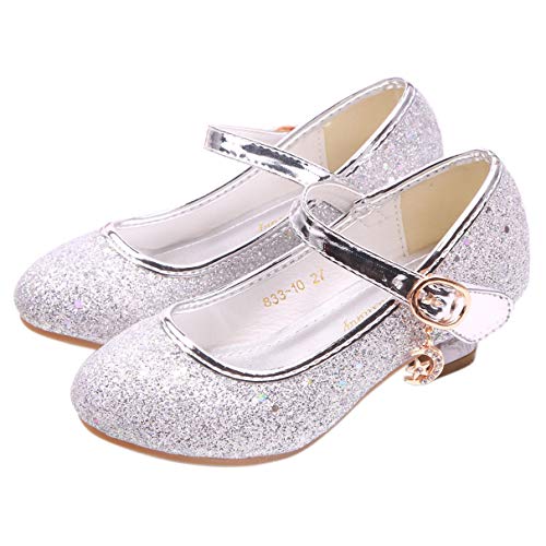 Eleasica Zapatos de Tacón Niña Princesa Elsa Zapatos de Vestir Antideslizante Cenicienta Zapatos para Disfraz Punta Cerrada Mary Jane Punta Redonda Halloween Carnaval Navidad Boda,Plateado,27 EU Eleasica Zapatos de Tacón Niña Princesa Elsa Zapatos de Vestir Antideslizante Cenicienta Zapatos para Disfraz Punta Cerrada Mary Jane Punta Redonda Halloween Carnaval Navidad Boda,Plateado,27 EU