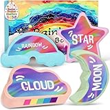 Rainbow Bath Bombs for Kids - 4 Pcs Handmade Natural Kid Bath Bombs, Easter Gifts for Kids, Girls Easter Basket Stuffers, Organic Bubble Bath