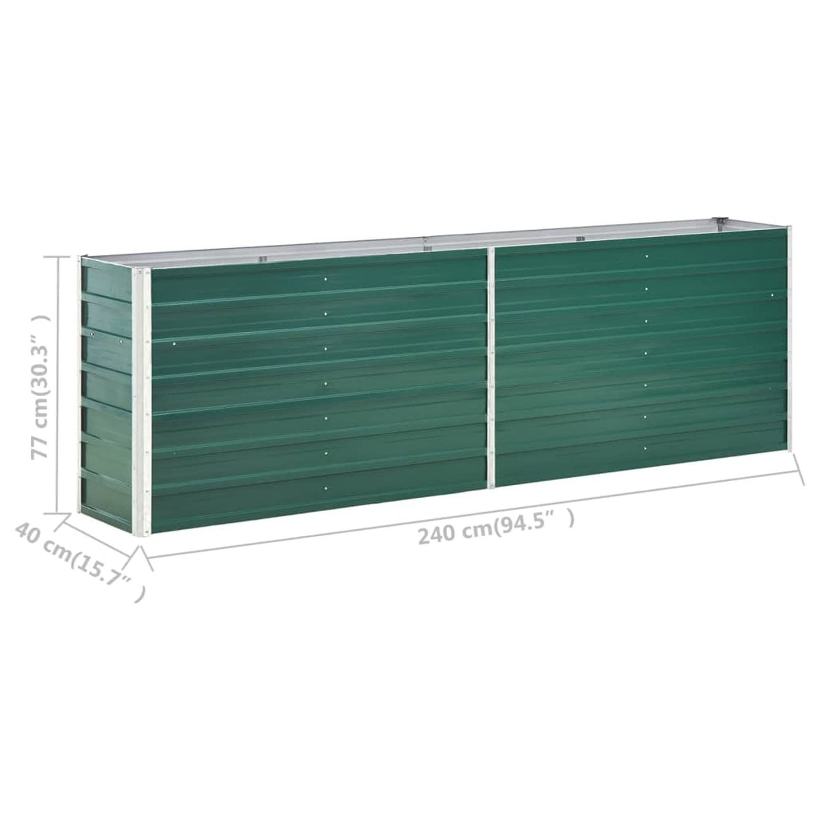 ARKEM Arriate de jardín de Acero galvanizado Verde 240x40x77 cm Macetas Exterior Grandes Huerto