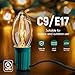C9 Light Strand, 100 FT Outdoor String Lights Christmas Stringer with 100 Sockets for Christmas Decor Patio, E17 Light Socket, 12 Spacing, Green Wire