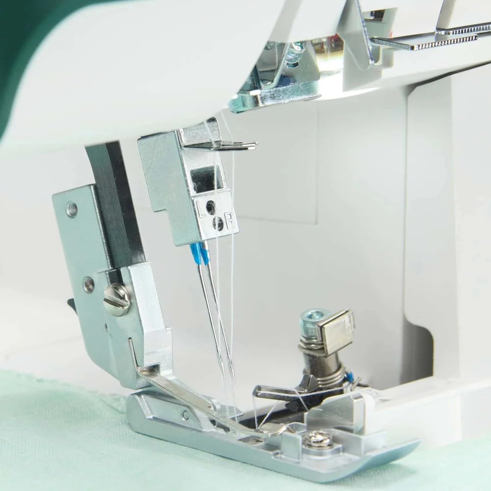 Pfaff Admire 3000 Overlock maszyna z 4 nićmi – 16 ściegów, transport różnicowy, dźwignia kolanowa, oświetlenie chwytu LED, automatyczne zatrzymanie igły, do 1500 ściegów/min