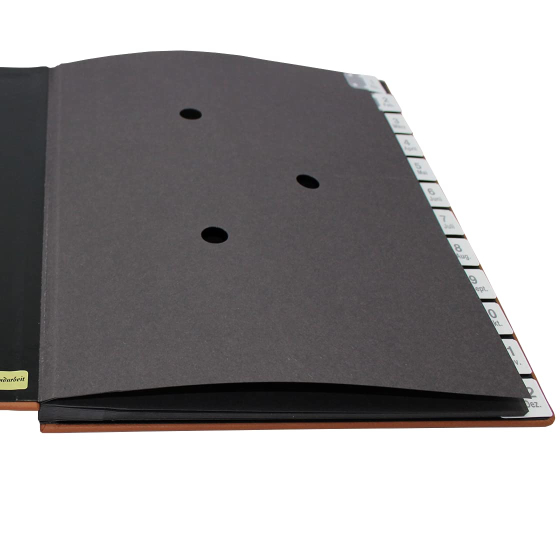 Classificatore con indice 1 – 12 (jan. dez.) in pelle bovina pieno martellata in marrone