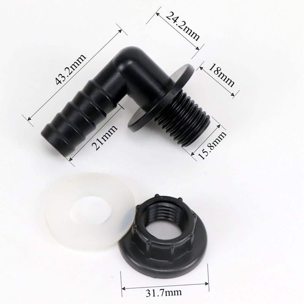 Adaptador de manguera, conector de grifo, rosca de 3/8" a conector de drenaje de codo de 90 grados de 14 mm, for adaptadores de acoplamiento de drenaje de tanques de peces de acuario, juntas de tuberí
