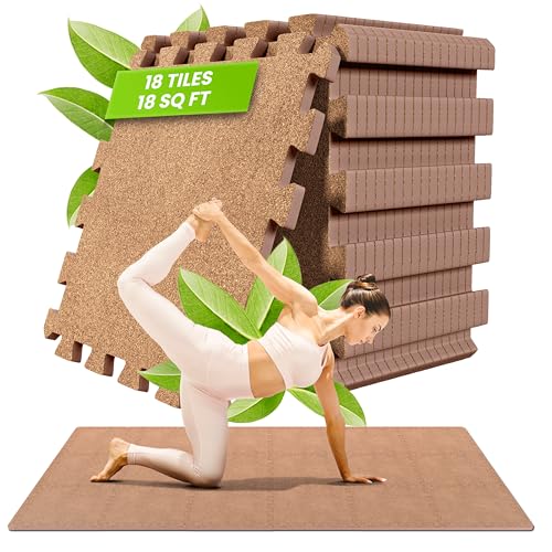 bemaxx Gym Mats Set - 18 pcs EVA Interlocking Foam Floor Tiles (12.6'x12.6'x0.4') 18sqft Protective...