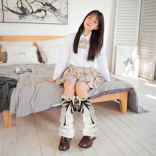 Image of Junely 2 Pairs Leg Warmers for Women Kawaii Leg Warmer Cute Legwarmers Japanese Socks Halloween Goth Emo Gyaru Accessories