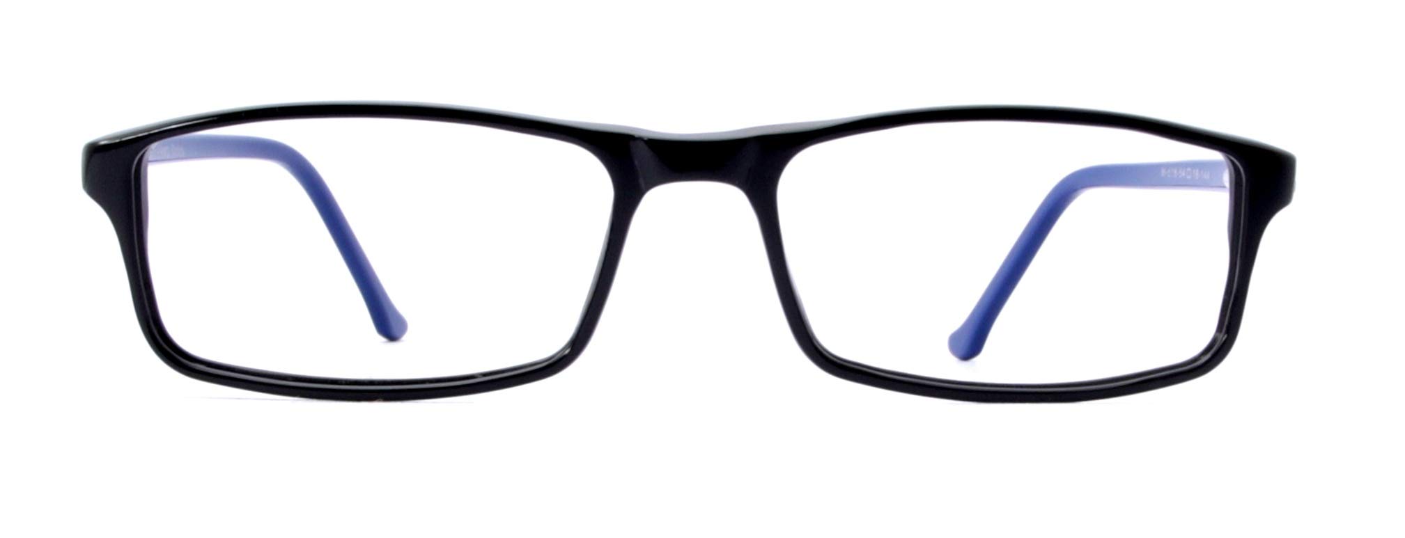 ASHO Optics Full Rim Uni-sexual Unbreakable Acetate Spectacle Frame for Routine use with Standard Glasses M512 (BLACK - BLUE, MONO ACETATE)